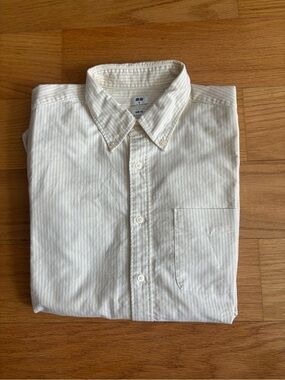 UNIQLO Men’s Slim Fit Button-Down Shirt -Yellow Stripe